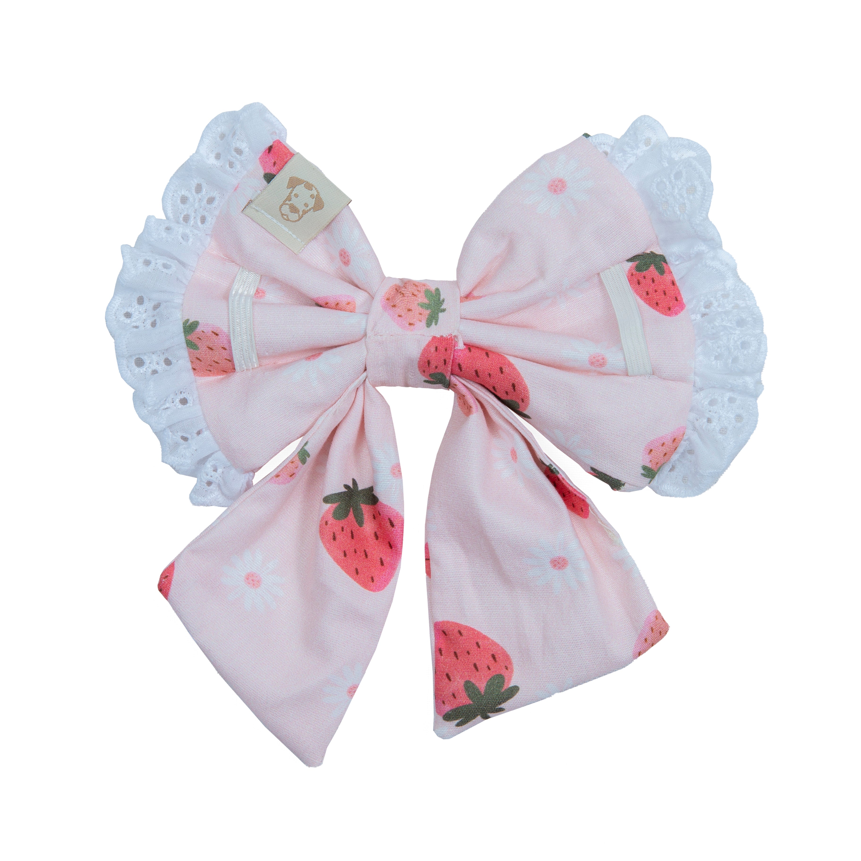 Pet Sailor Bow Strawberry Field with Ruffle | Sunny Day Collection - Summer (Slip on collar) image 3