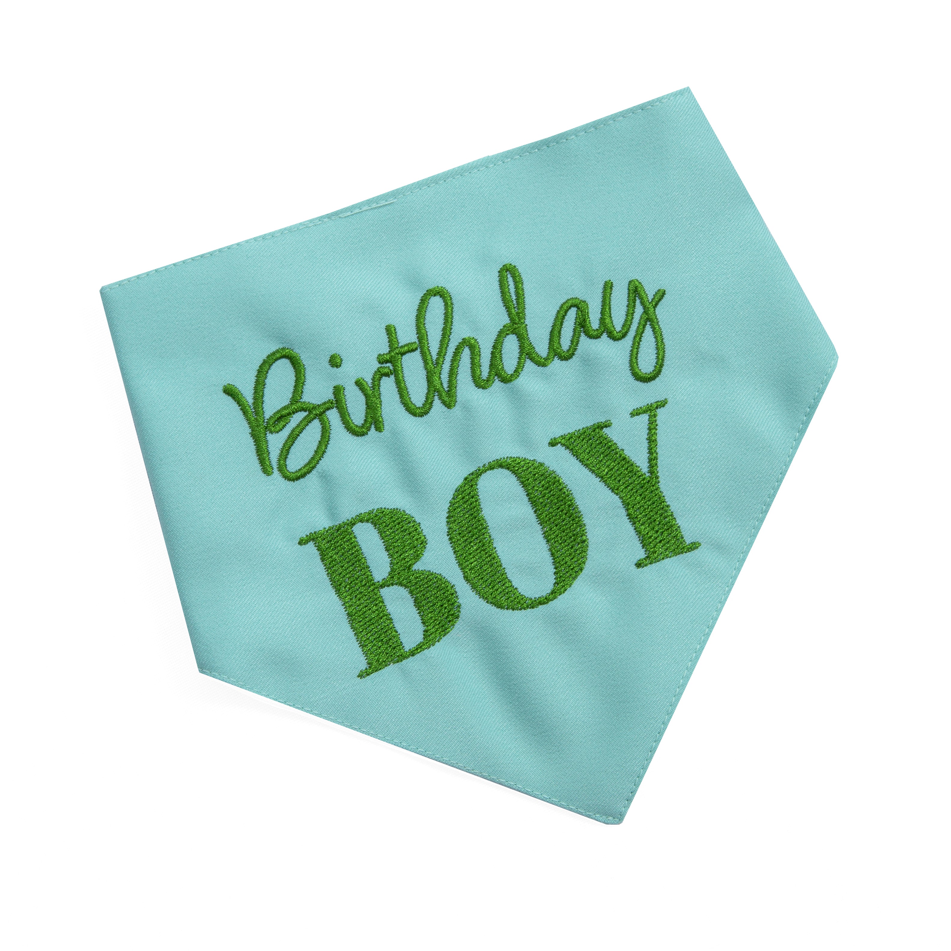 Bandana Birthday Boy Blue and Green | Embroidered Pawty Time Pet Bandana for Dog & Cat with Snap image 5
