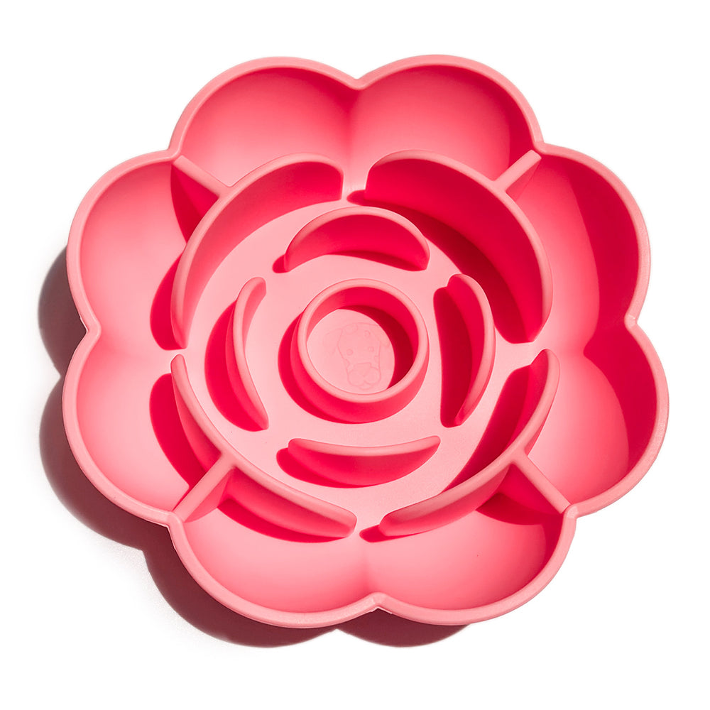 Slow Feeder Bowl Flower with Suction Cup Base | Silicone Puzzle Feeder for Dogs and Cats | BPA Free - Bubblegum Pink image
