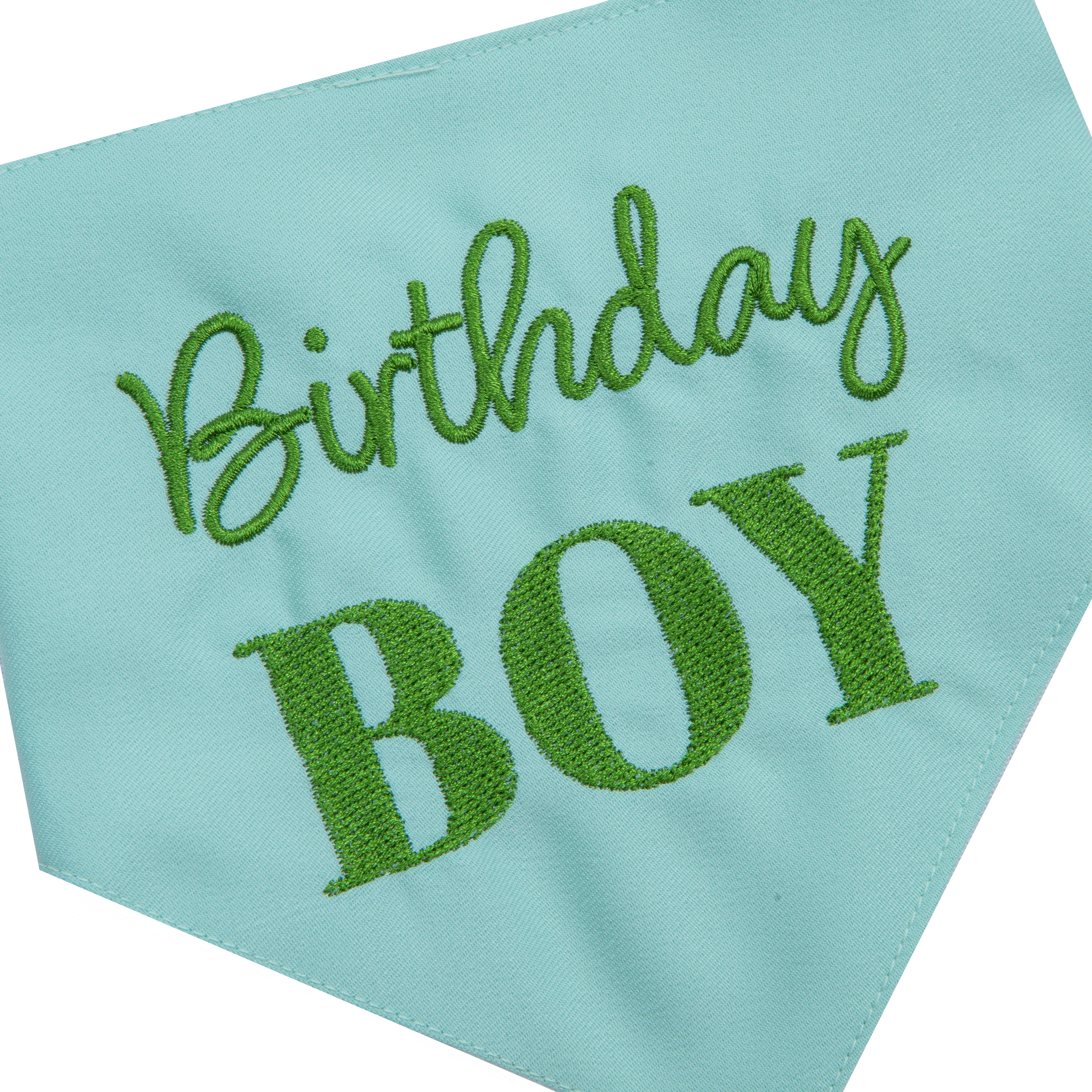 Bandana Birthday Boy Blue and Green | Embroidered Pawty Time Pet Bandana for Dog & Cat with Snap image 4