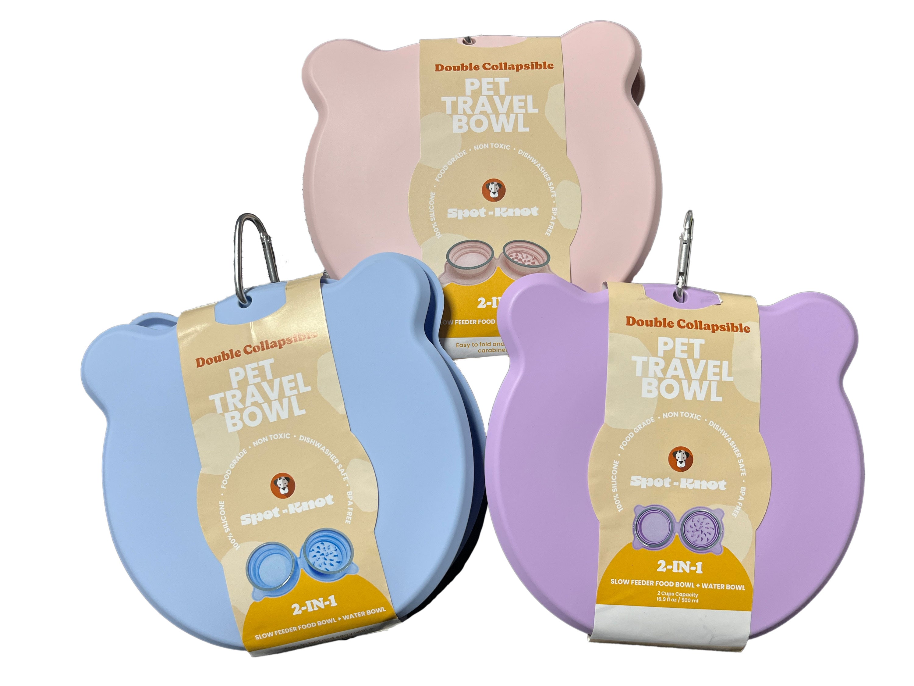 Travel Silicone Collapsible Bowl | Double Slow feeder for Dogs and Cats and Water Bowl image 2
