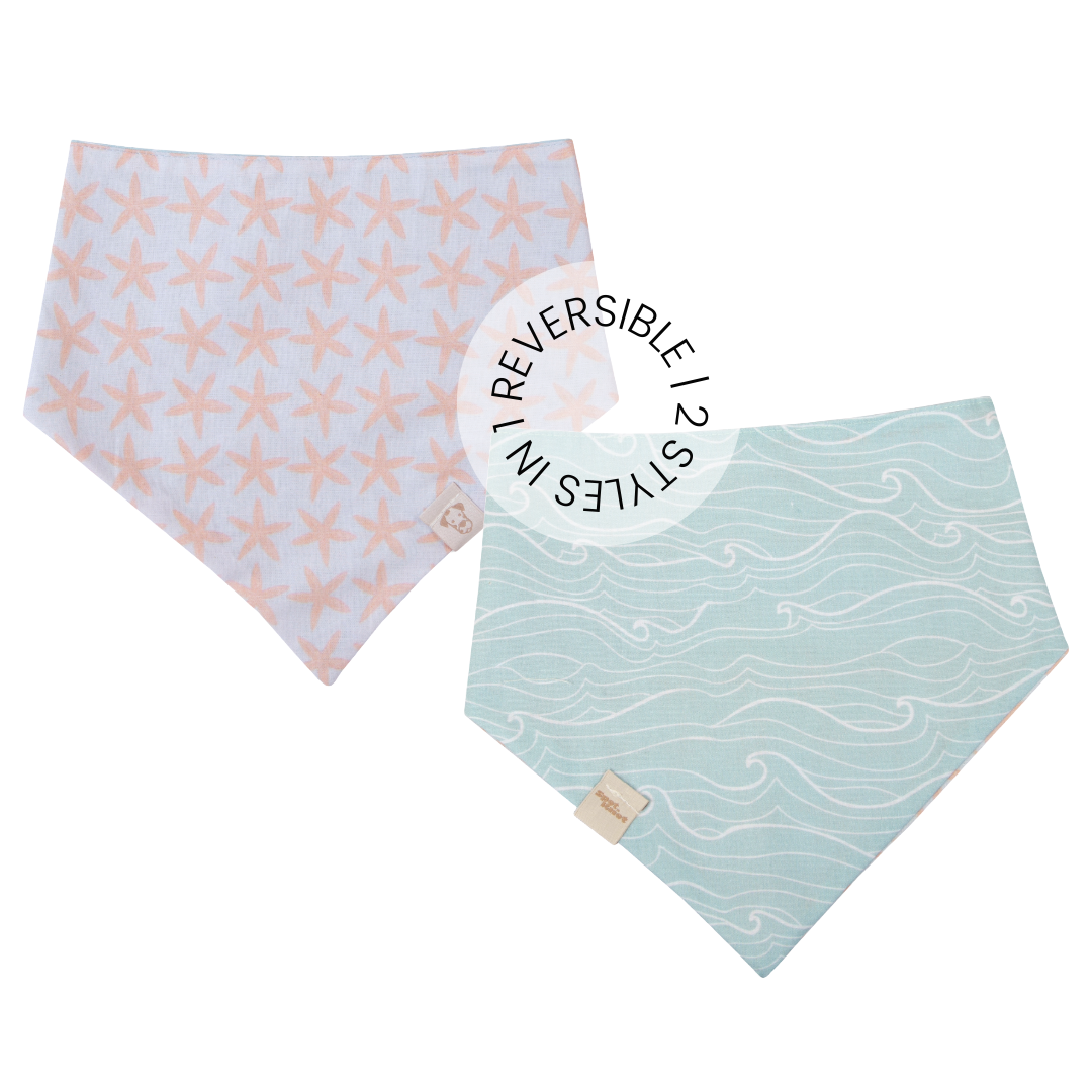 Dog & Cat Bandana Waves and Starfish | Sunny Day Collection - Summer (Double Sides & Snap on) image 2
