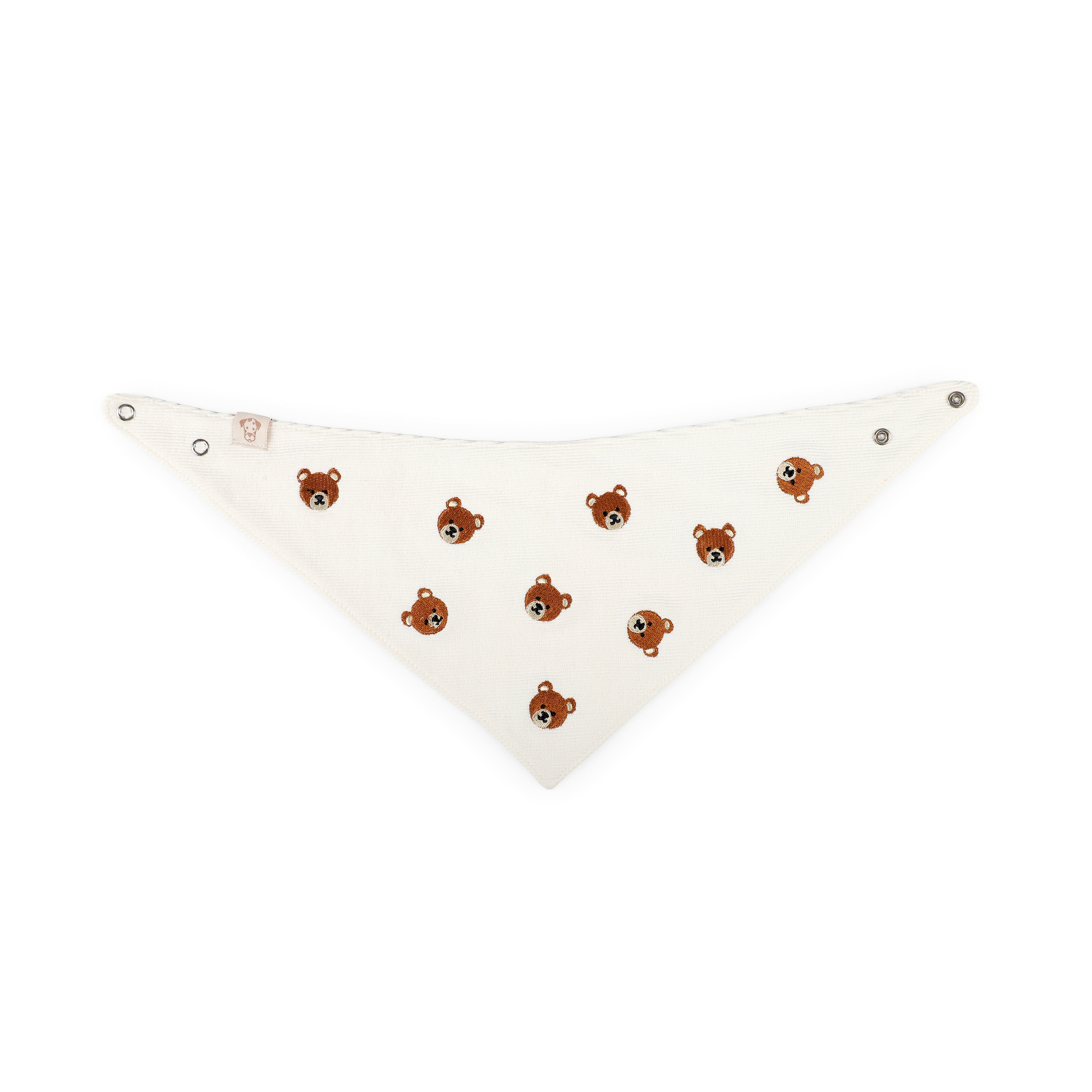 Pet Bandana Ribbed Knit Bear Embroidered | Reversible
