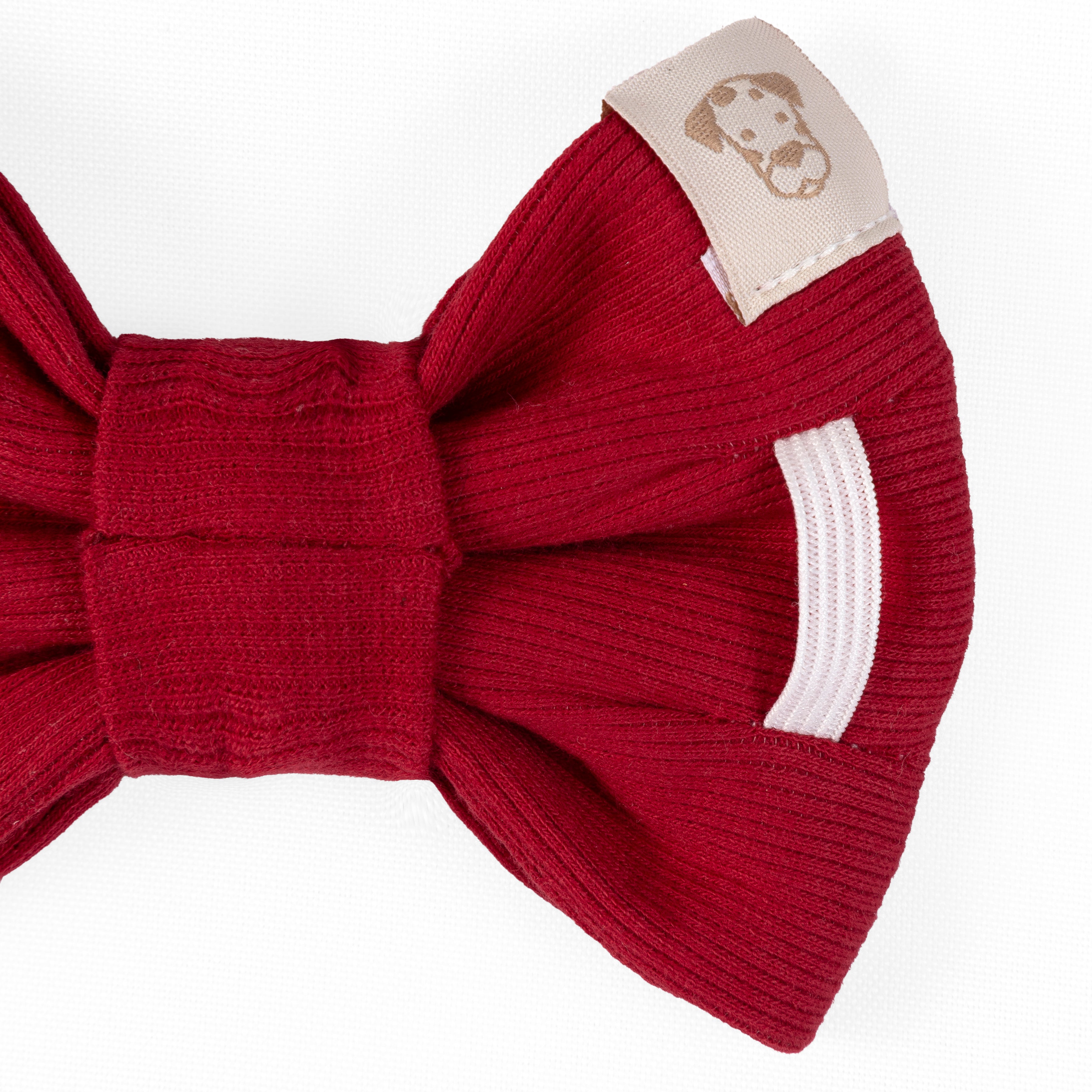 Pet Bow Tie Rib Knit | Red (Slip on collar) image 4