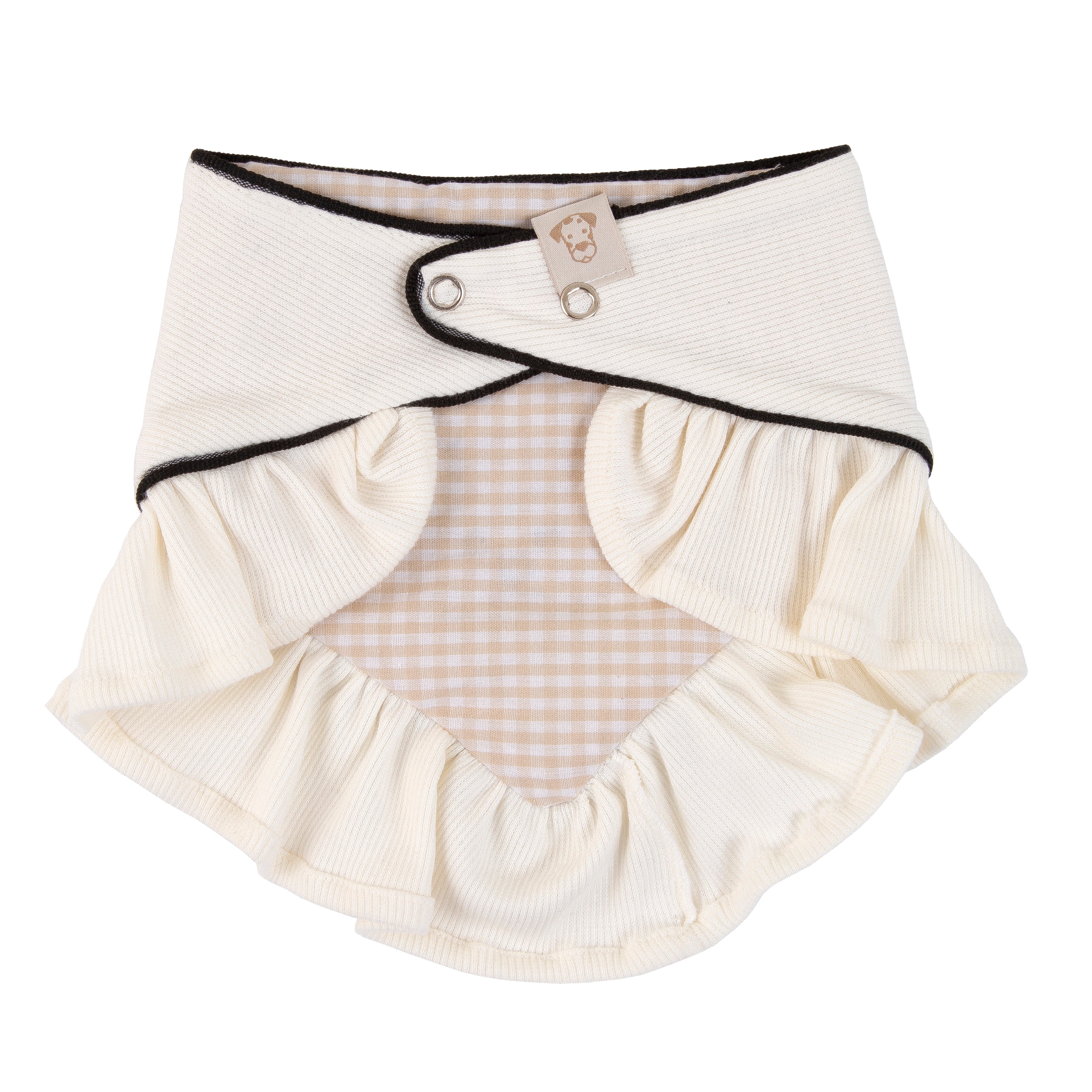 Pet Bandana Ribbed Knit Bear Embroidered Ruffles | Reversible image 3