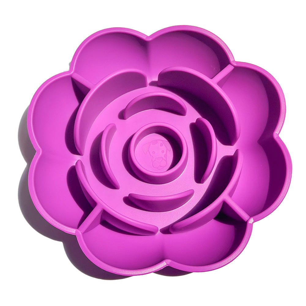 Slow Feeder Bowl Flower with Suction Cup Base | Silicone Puzzle Feeder for Dogs and Cats | BPA Free - Purple image