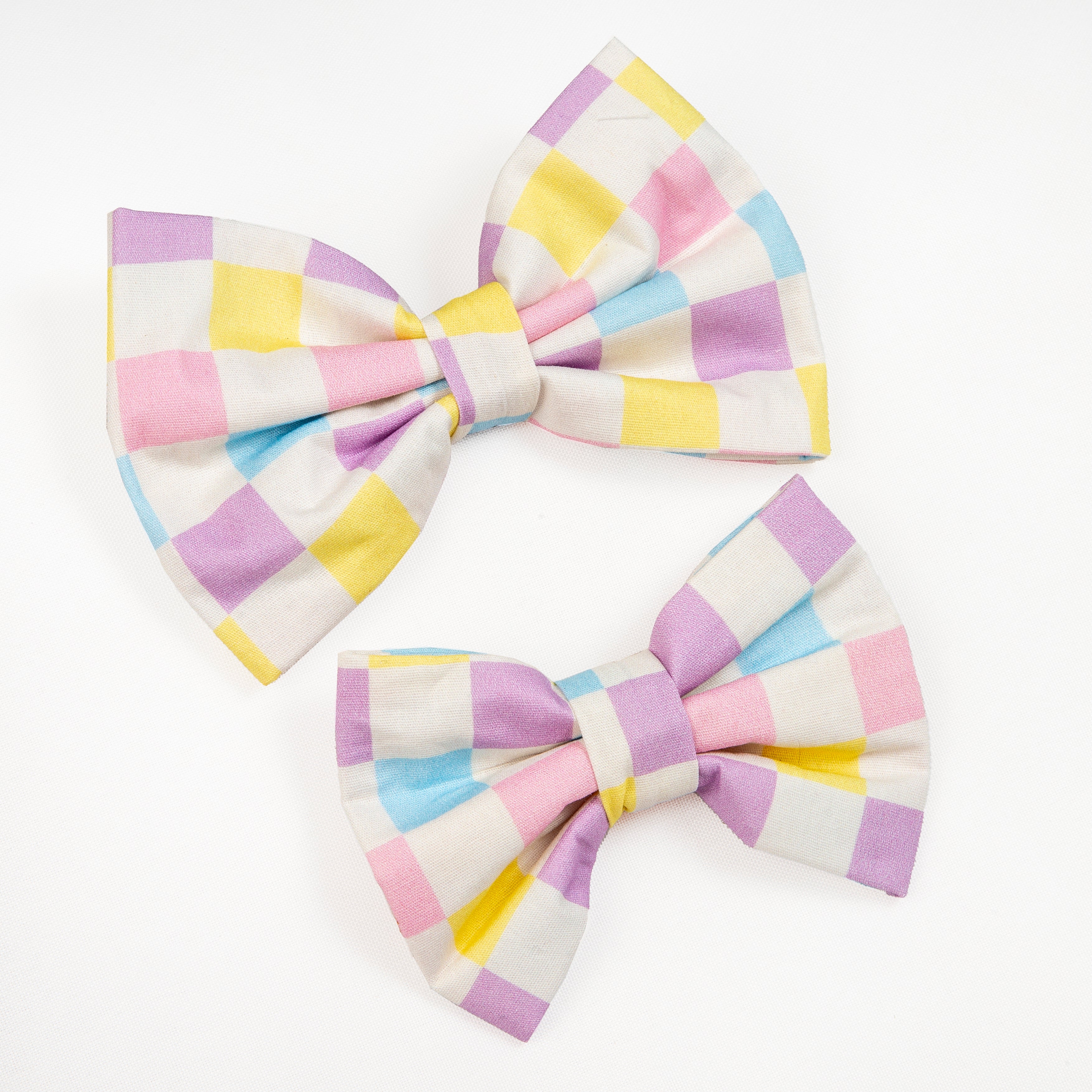 Spring Checkered Dog Bowtie - Bright and Colorful image 3