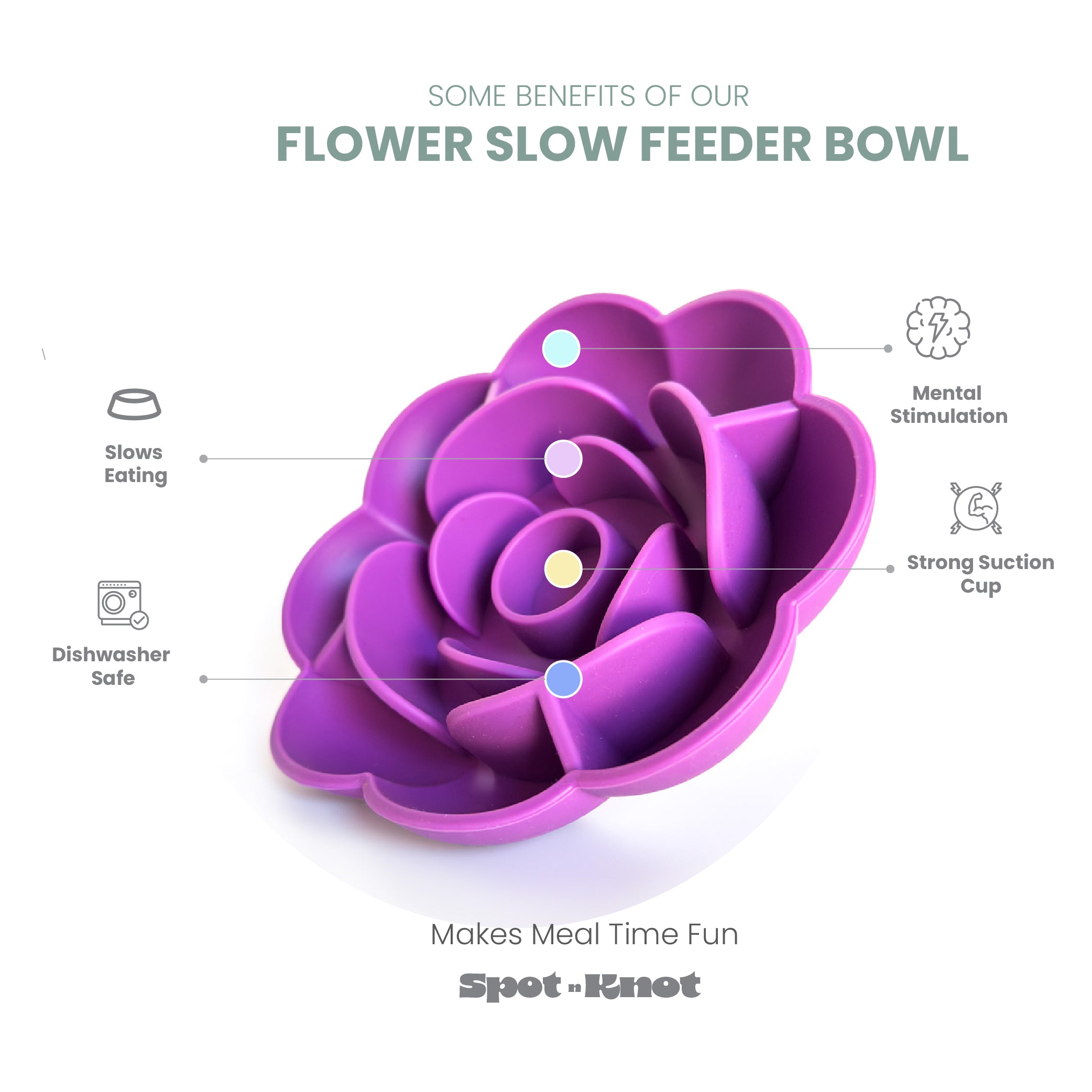 Slow Feeder Bowl Flower with Suction Cup Base | Silicone Puzzle Feeder for Dogs and Cats | BPA Free image 1
