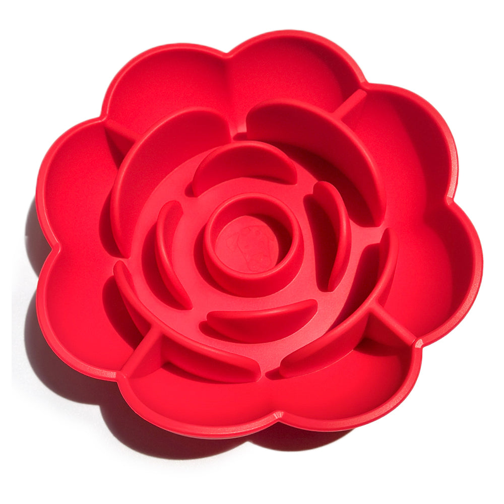 Slow Feeder Bowl Flower with Suction Cup Base |  Silicone Puzzle Feeder for Dogs and Cats | BPA Free - Chilli Red image