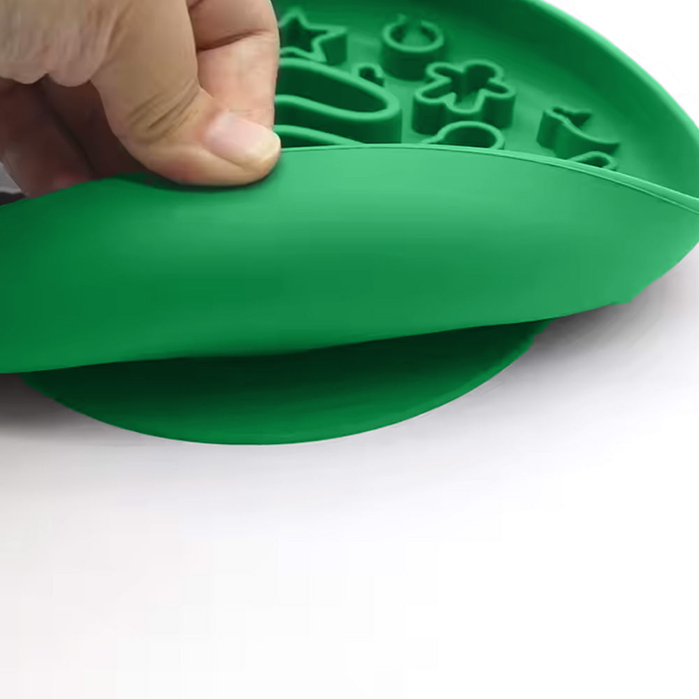 Christmas Slow Feeder Bowl |  Silicone Puzzle Feeder for Dogs and Cats | BPA Free | Green image 3