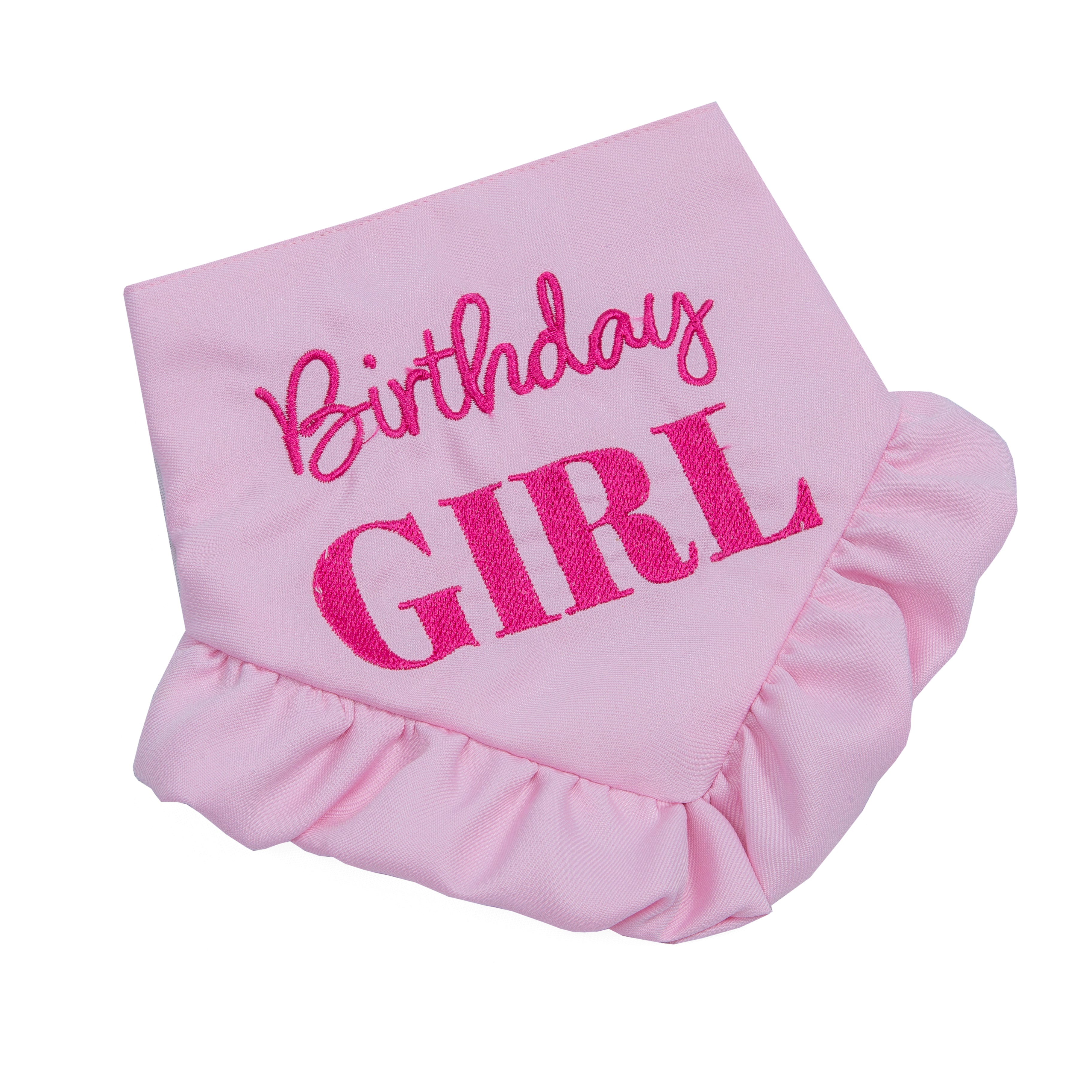 Bandana Birthday Girl Skirt Pink and Purple | Embroidered Pawty Time Pet Bandana for Dog & Cat with Snap image 1