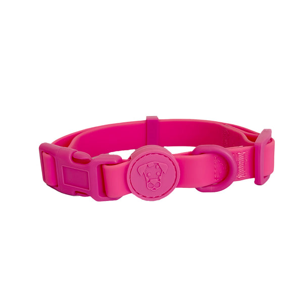  Waterproof Dog Collar | Soft-Touch | Adjustable Fit - L, Magenta image