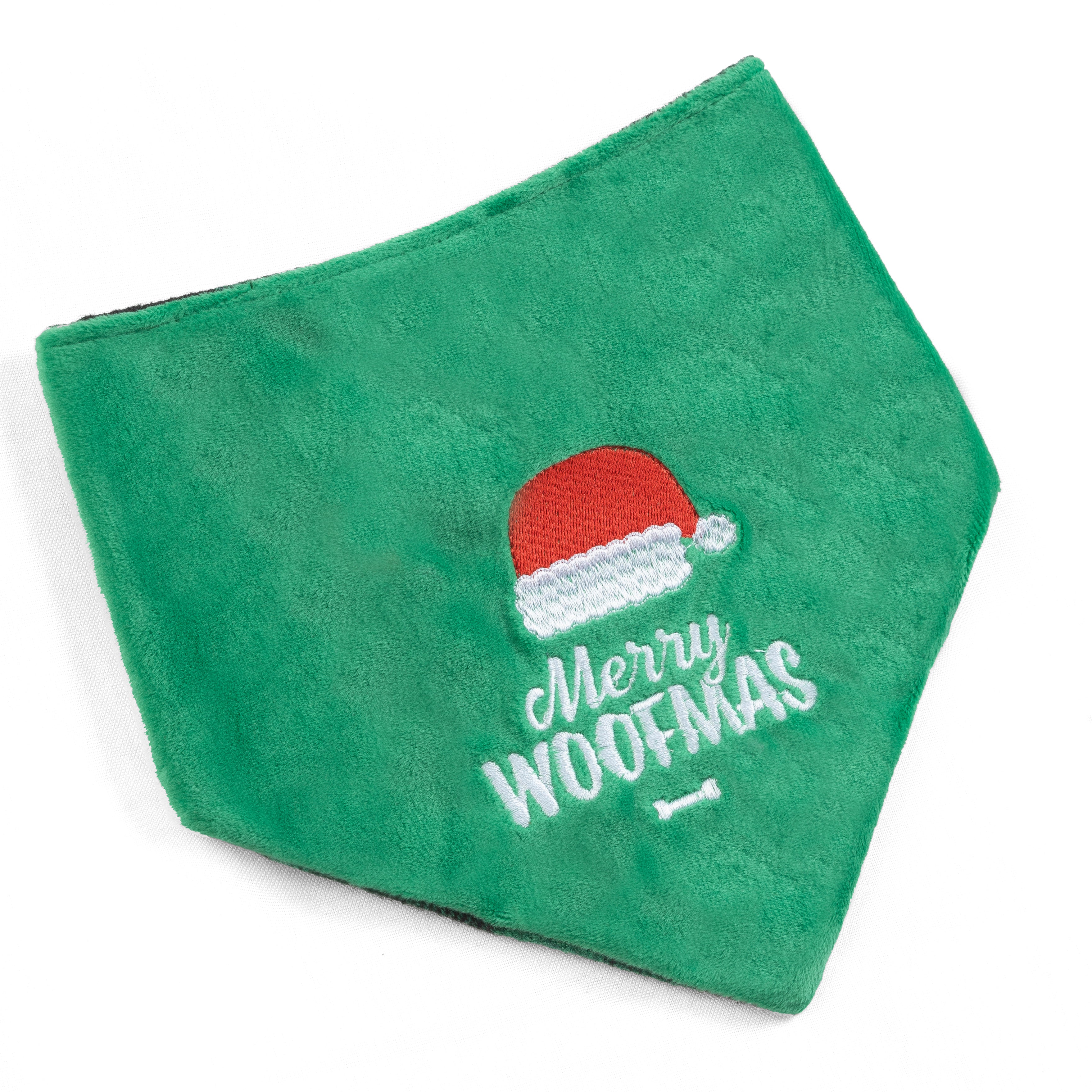 Pet Bandana Merry Woofmas Embroidered Reversible Checkered | Christmas Collection image 1