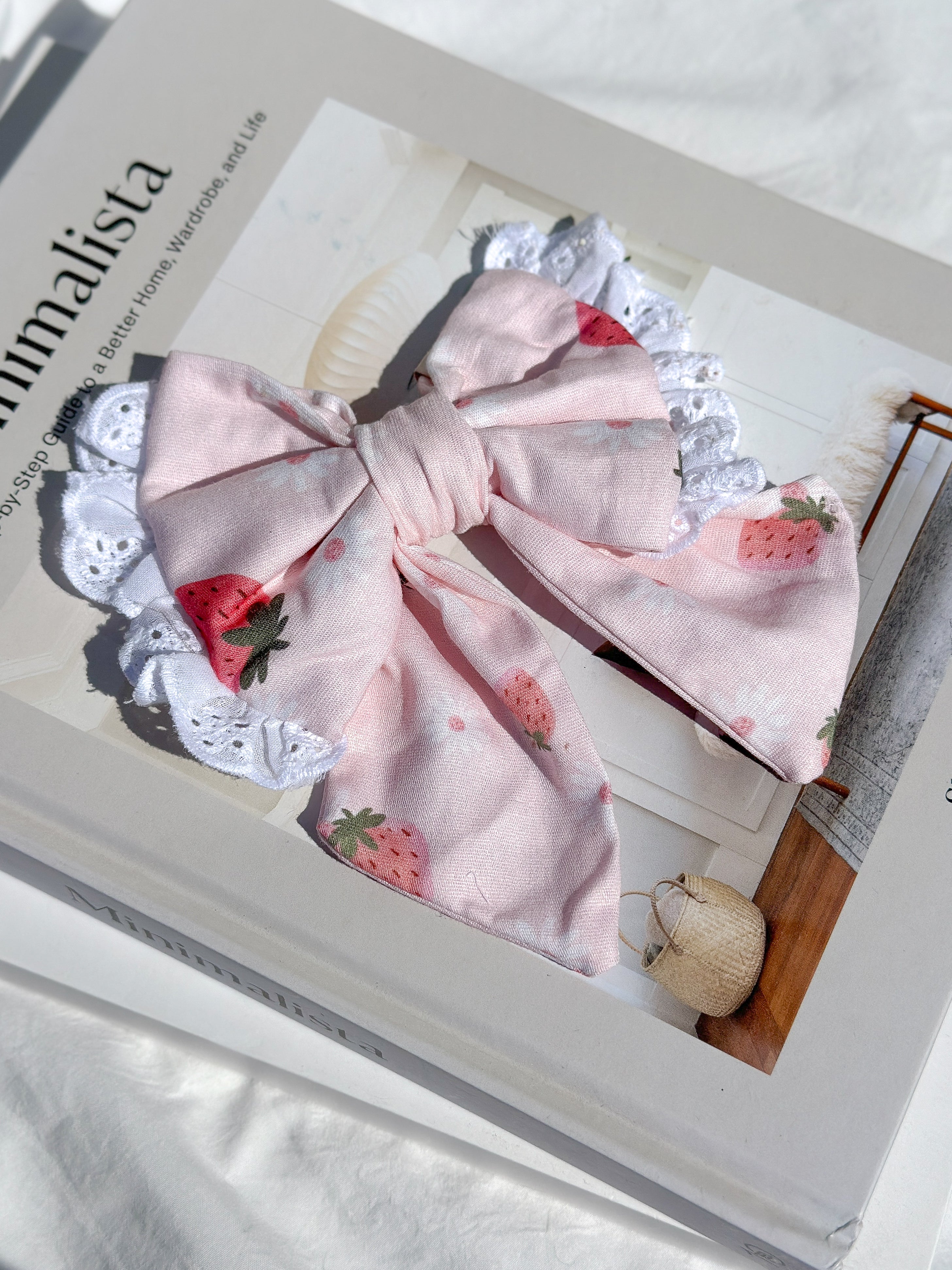 Pet Sailor Bow Strawberry Field with Ruffle | Sunny Day Collection - Summer  (Slip on collar) image 1