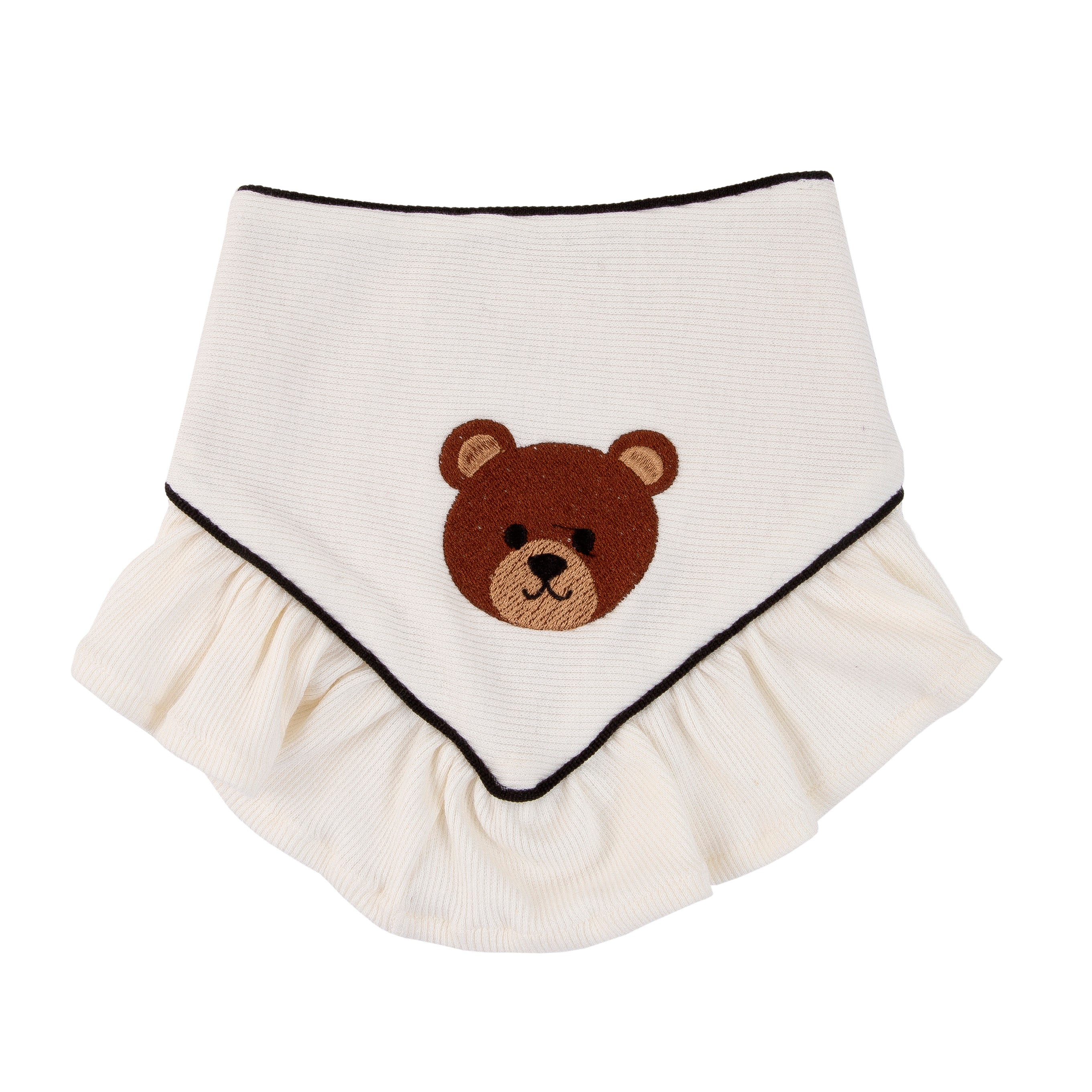 Pet Bandana Ribbed Knit Bear Embroidered Ruffles | Reversible image 0