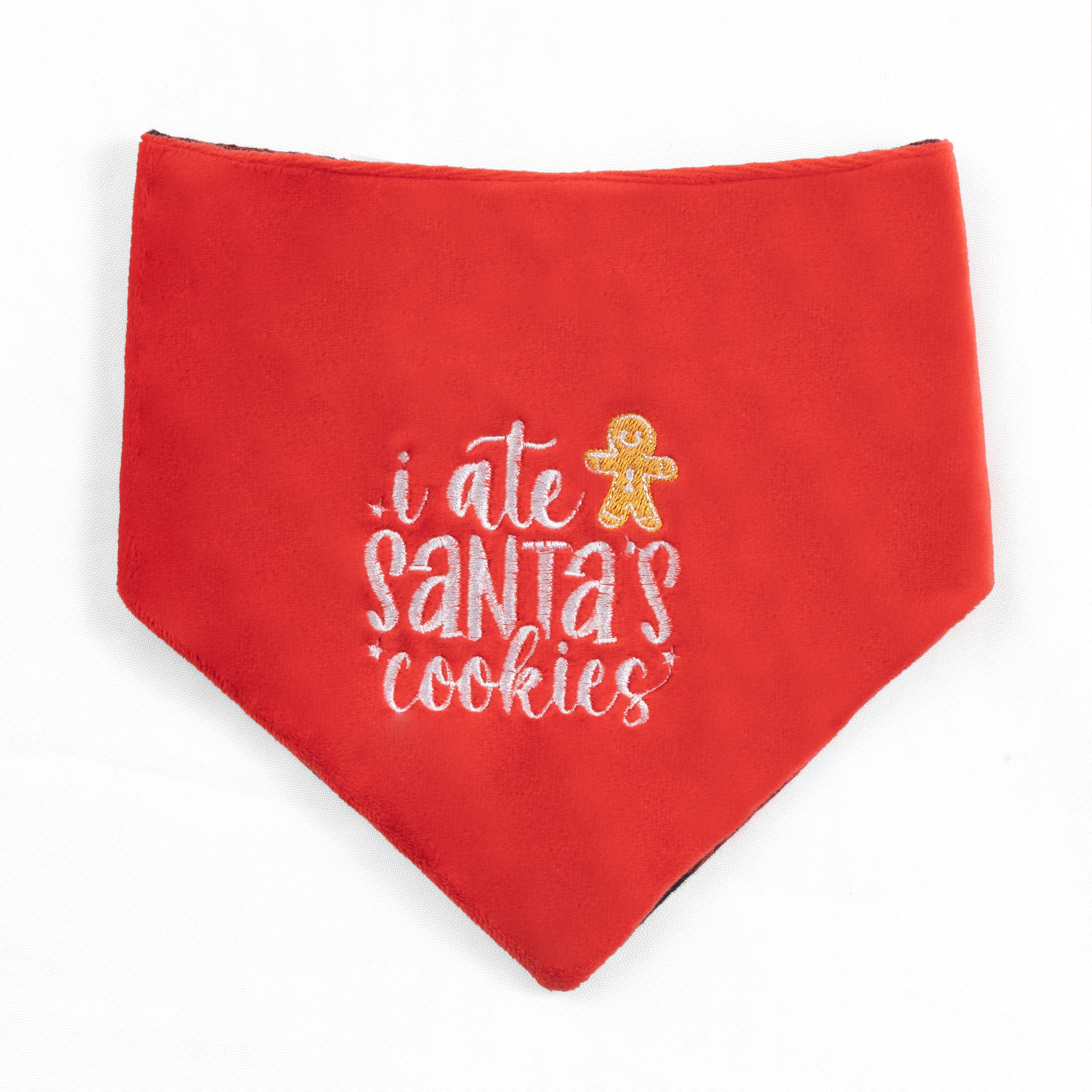 Pet Bandana I Ate Santas Cookies Checkered Reversible | Christmas image 0