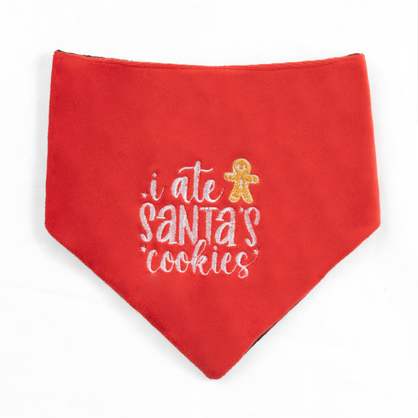 Pet Bandana I Ate Santas Cookies Checkered Reversible | Christmas image 0