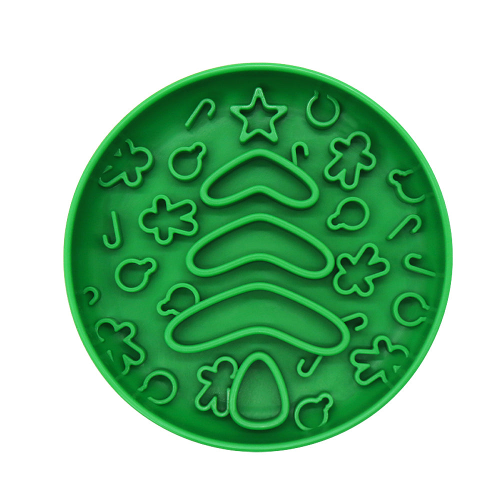Christmas Slow Feeder Bowl |  Silicone Puzzle Feeder for Dogs and Cats | BPA Free | Green image 2