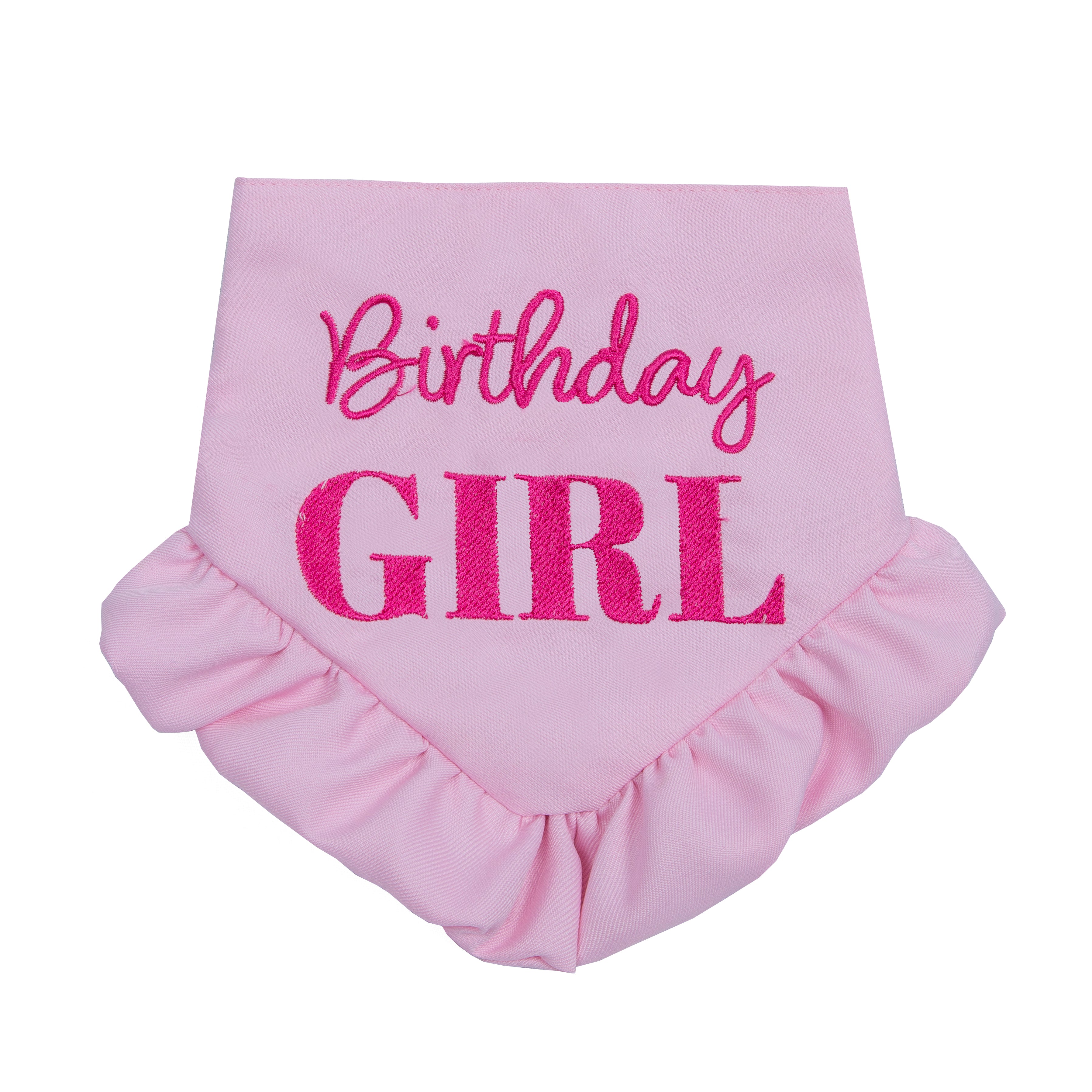 Bandana Birthday Girl Skirt Pink and Purple | Embroidered Pawty Time Pet Bandana for Dog & Cat with Snap image 0