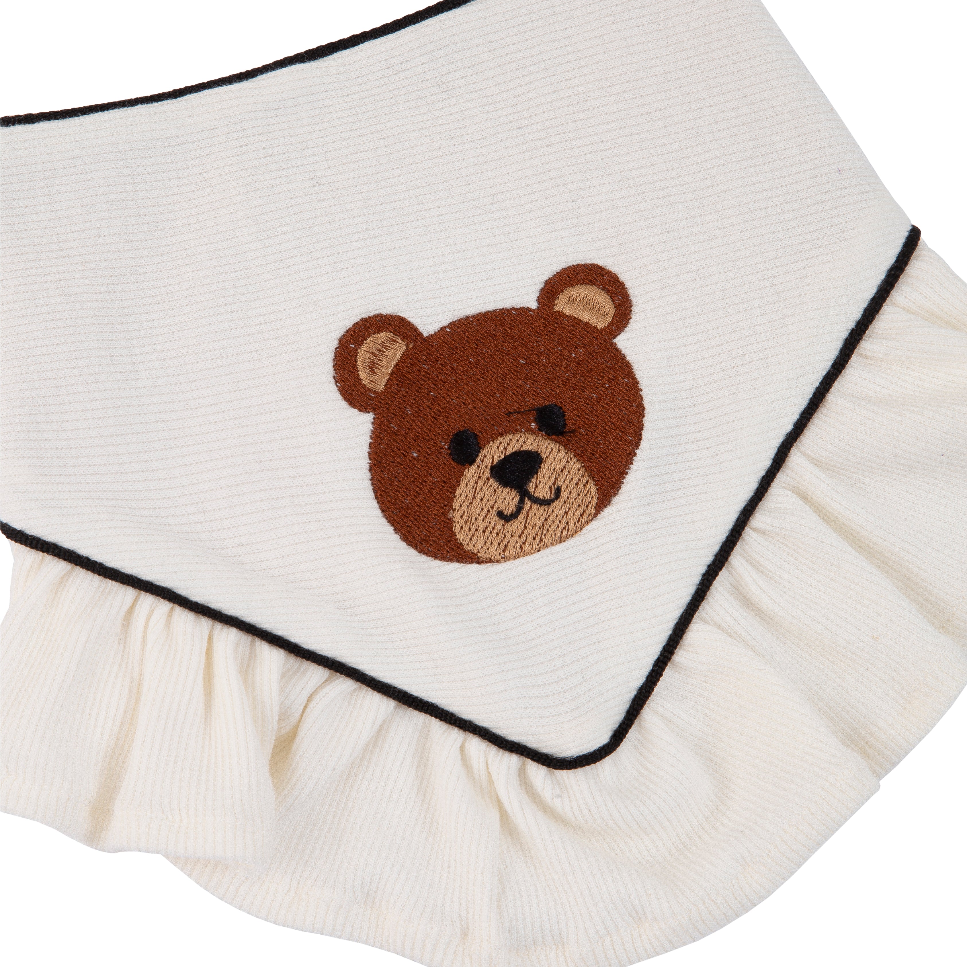 Pet Bandana Ribbed Knit Bear Embroidered Ruffles | Reversible image 2
