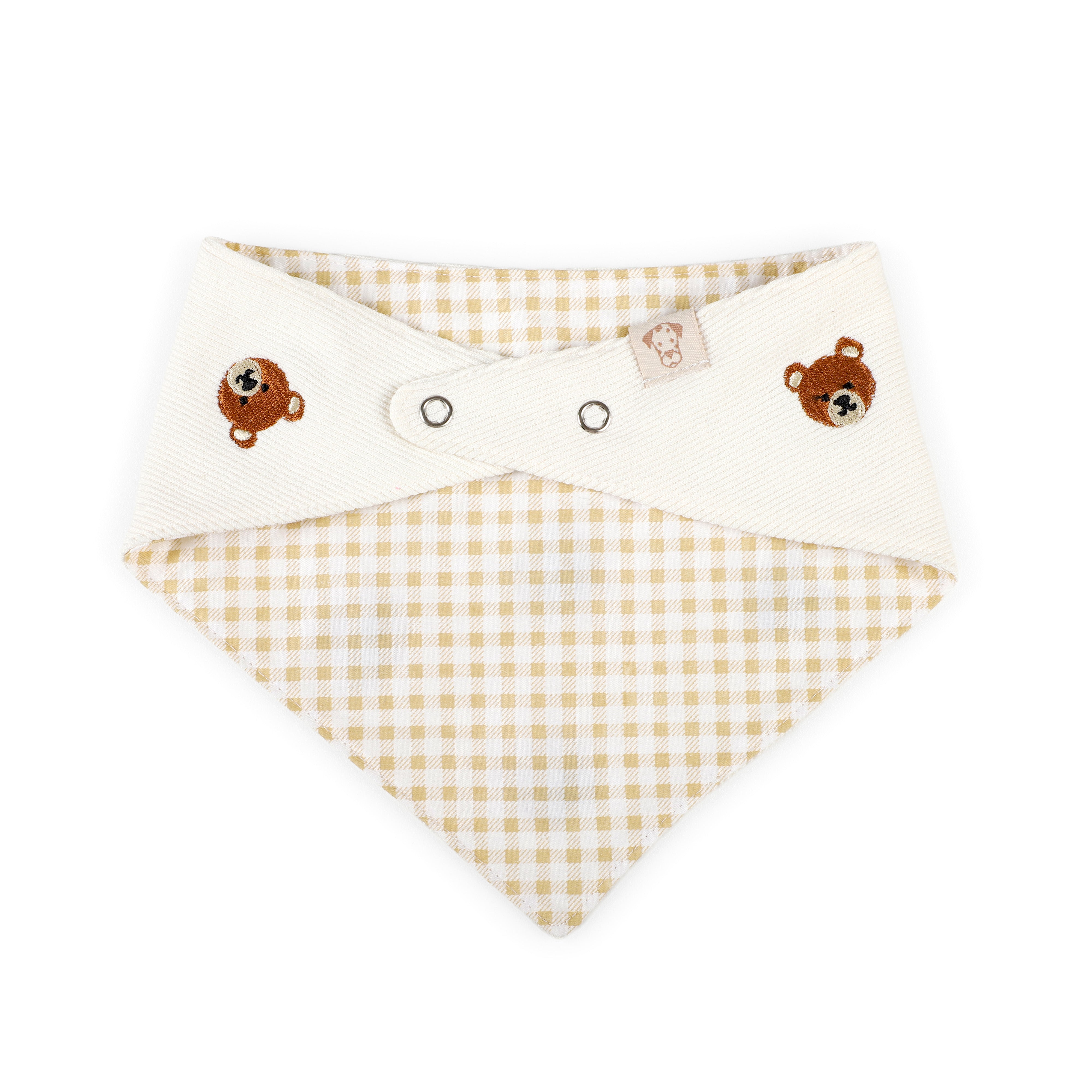 Pet Bandana Ribbed Knit Bear Embroidered | Reversible