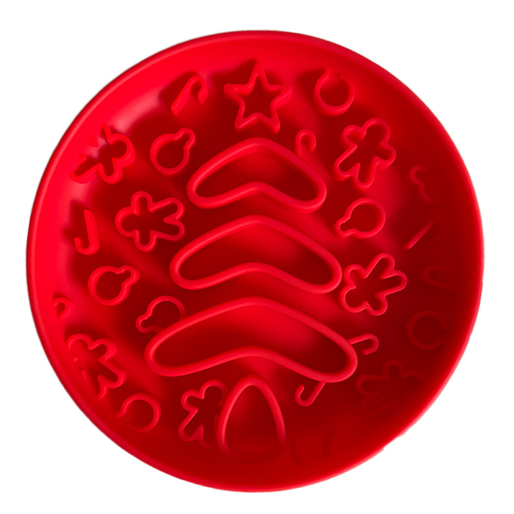 Slow Feeder Bowl Christmas  |  Silicone Puzzle Feeder for Dogs and Cats | BPA Free | Red image 2