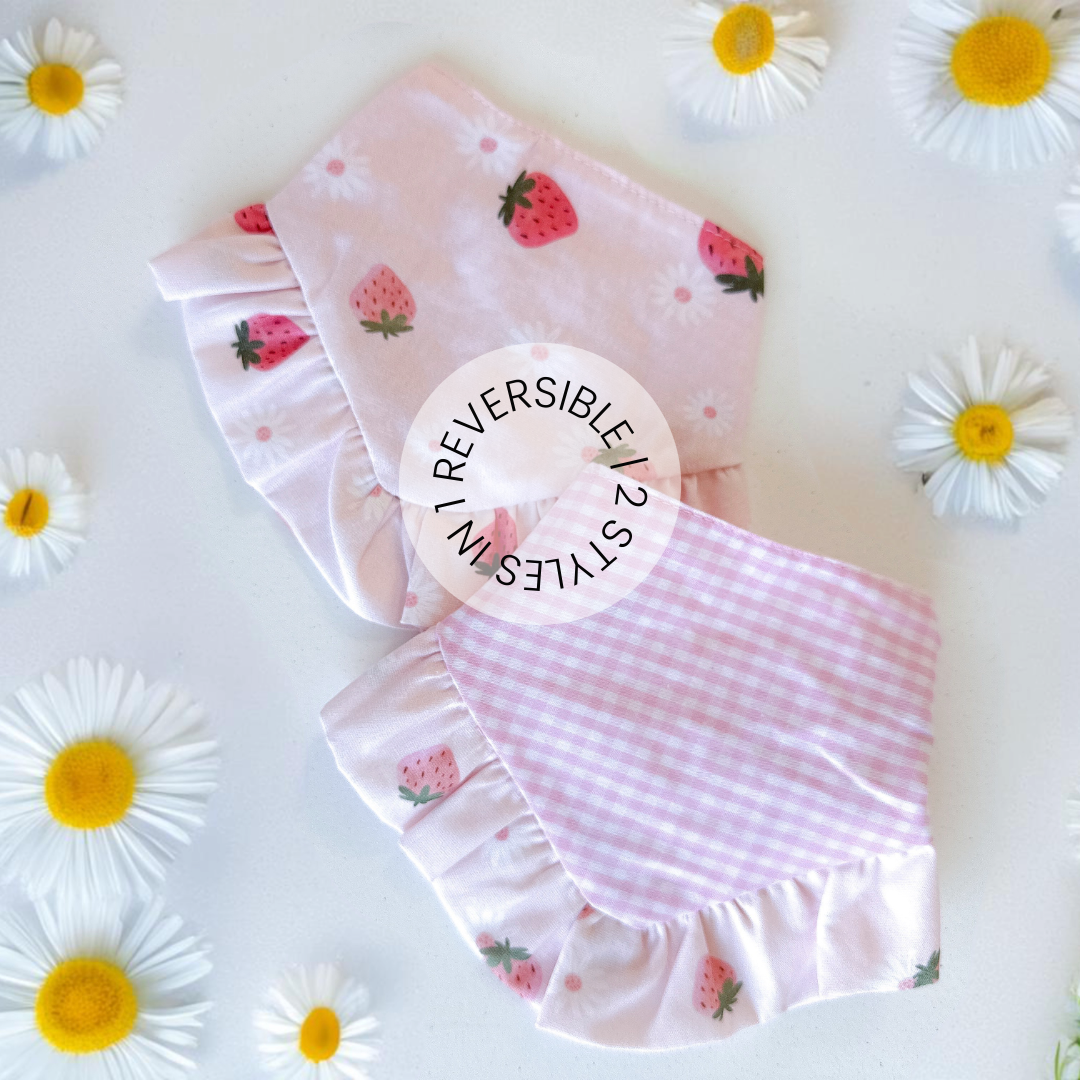 Pet Bandana Strawberry Field Skirt / Ruffle | Sunny Days Collection - Summer (Reversible) image 1