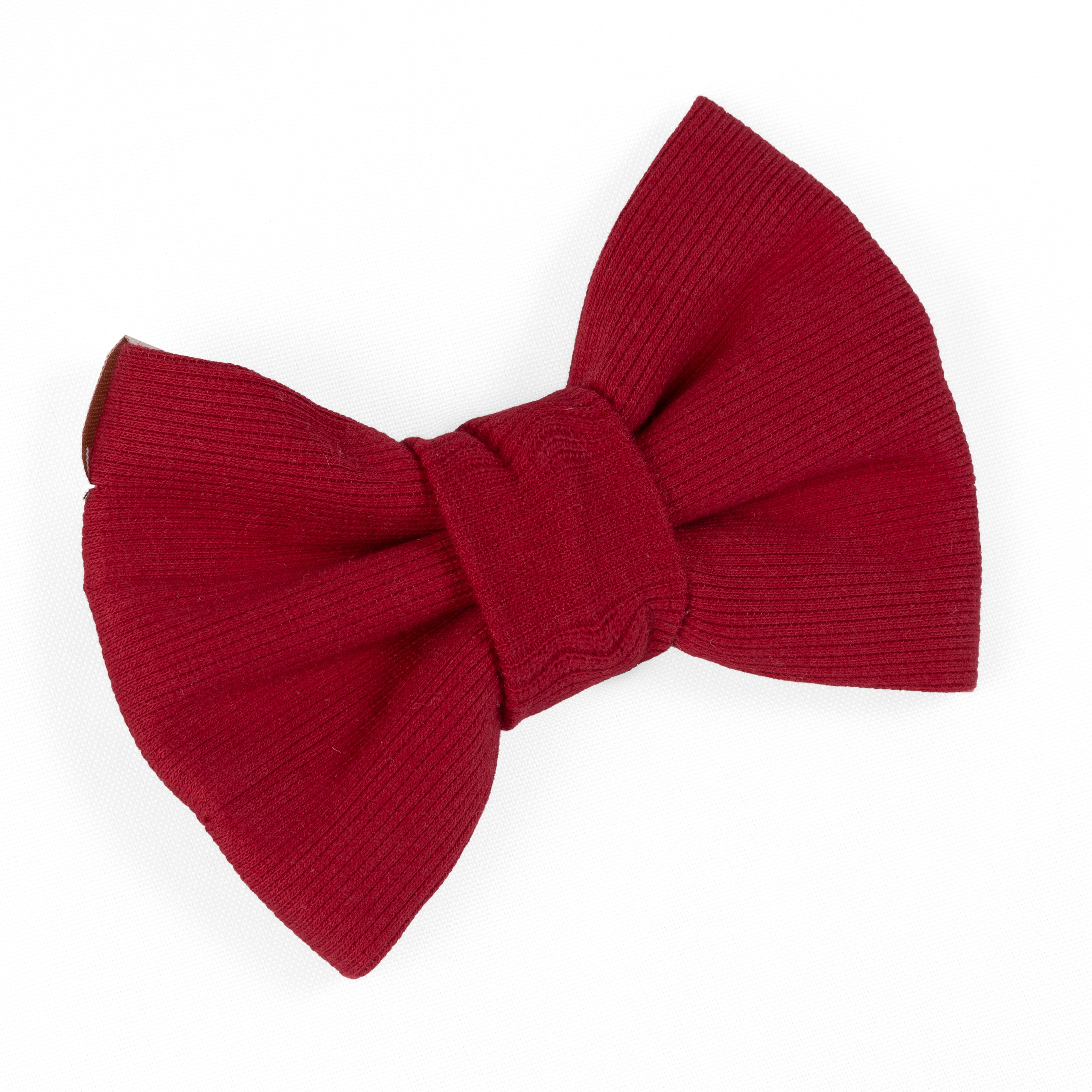 Pet Bow Tie Rib Knit | Red (Slip on collar) image 1