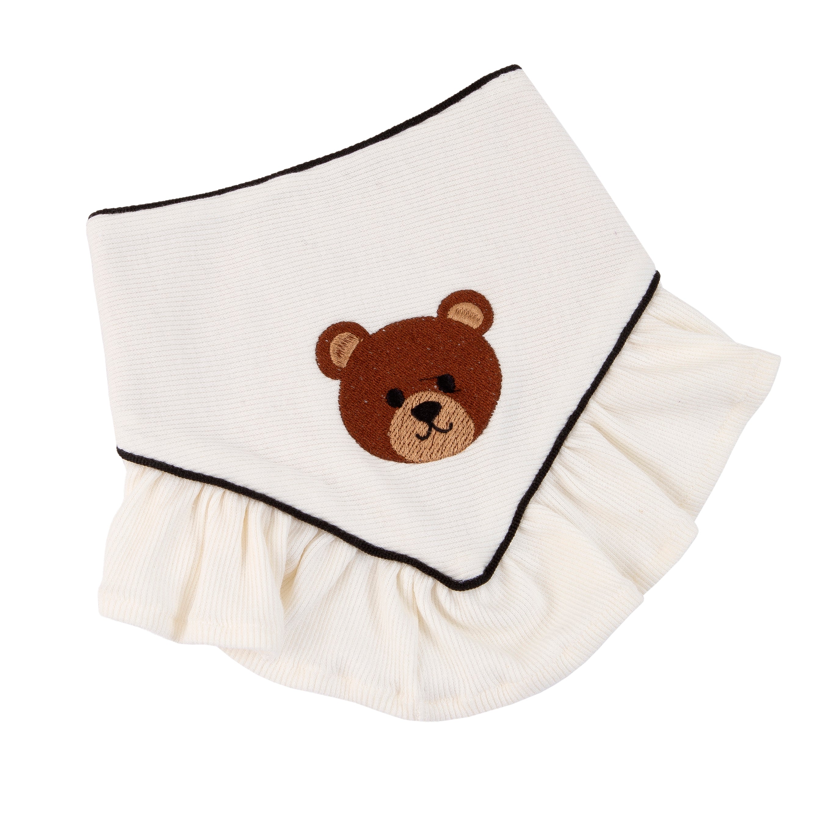 Pet Bandana Ribbed Knit Bear Embroidered Ruffles | Reversible image 1