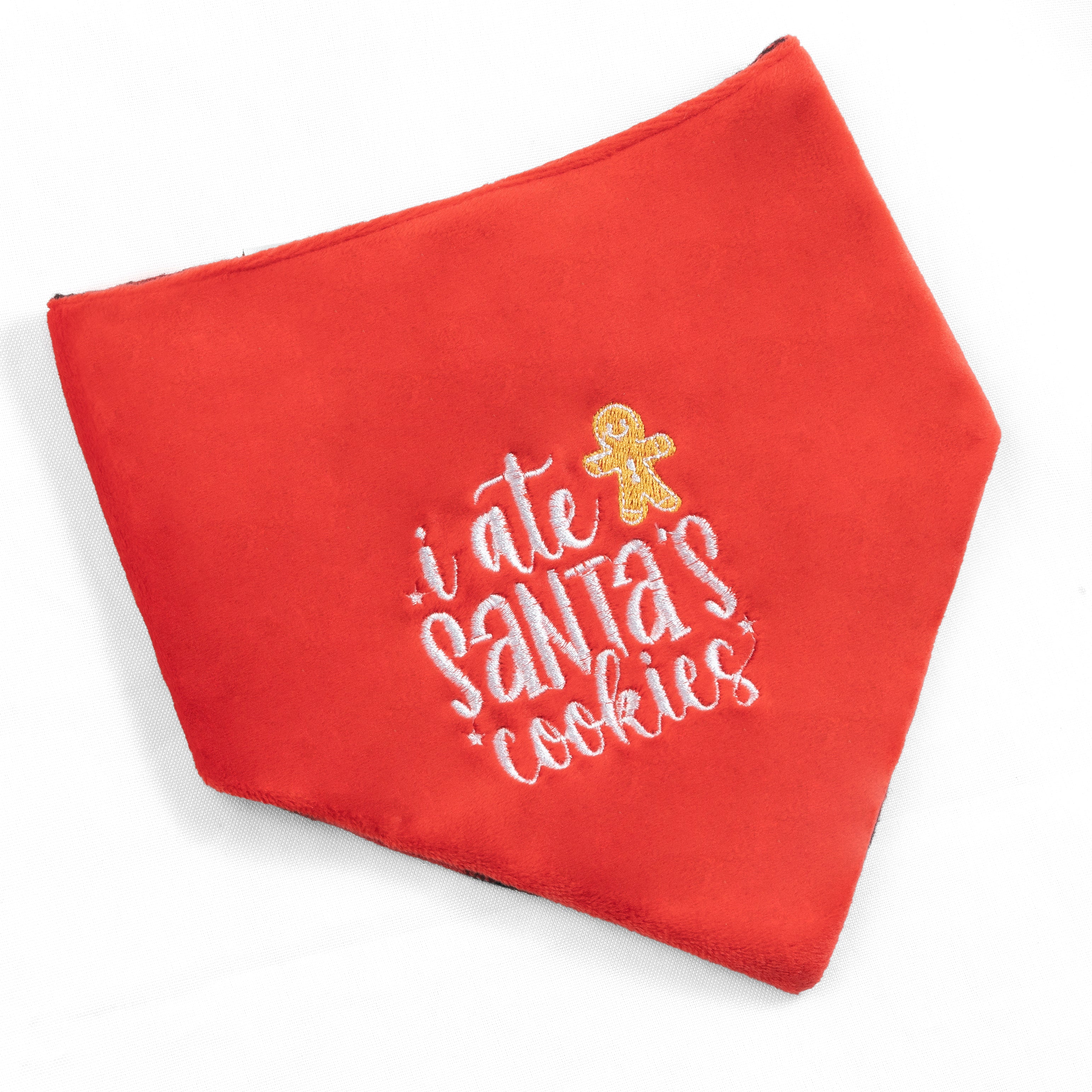 Pet Bandana I Ate Santas Cookies Checkered Reversible | Christmas image 1