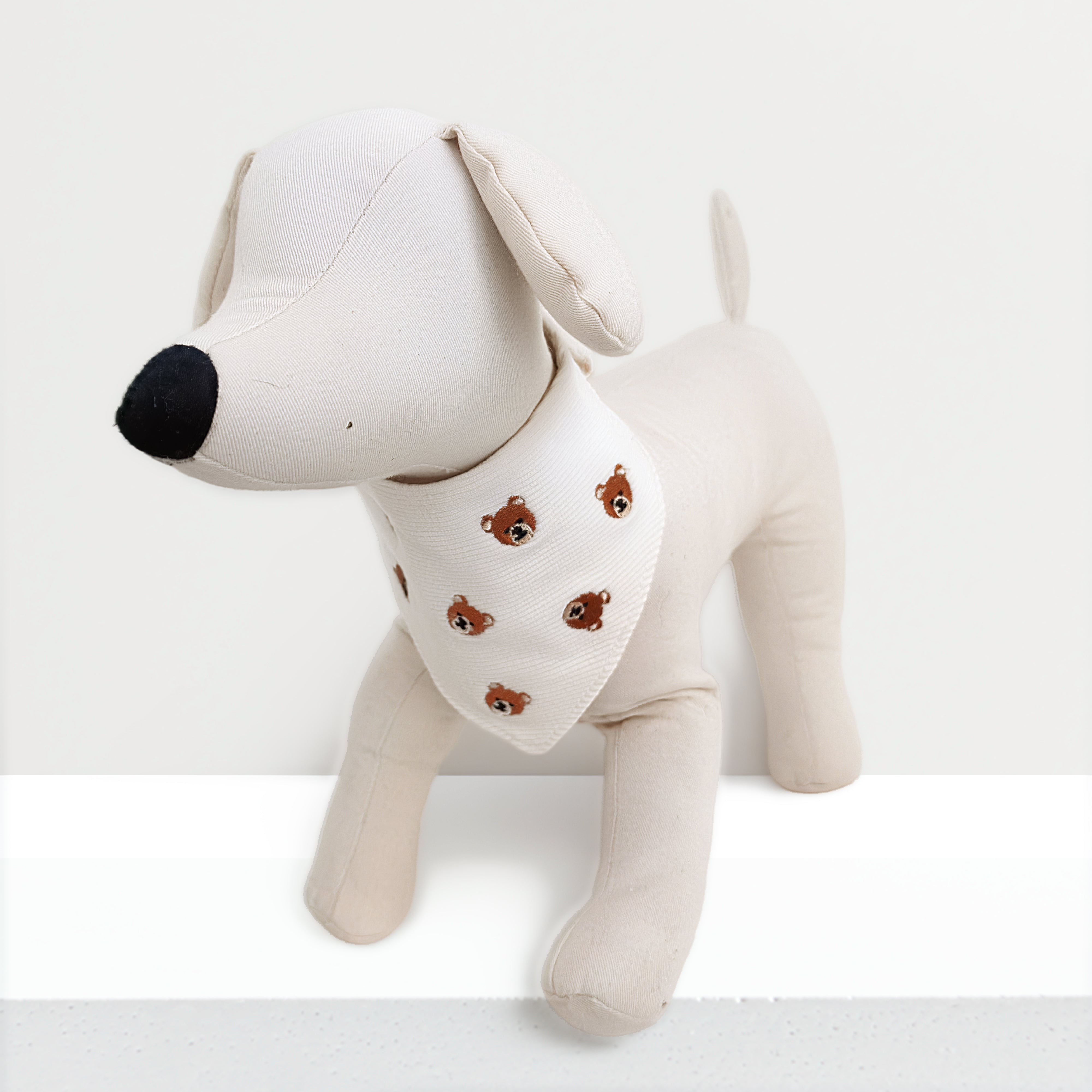 Pet Bandana Ribbed Knit Bear Embroidered | Reversible